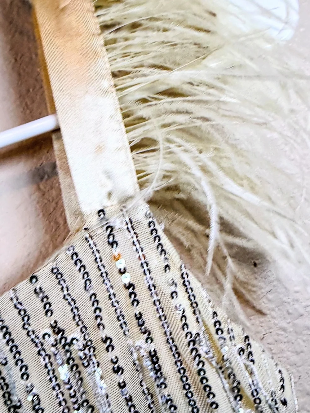 Speechless Kids Ivory w/Silver Sequins Feather-Shoulder Party Dress. Size 14